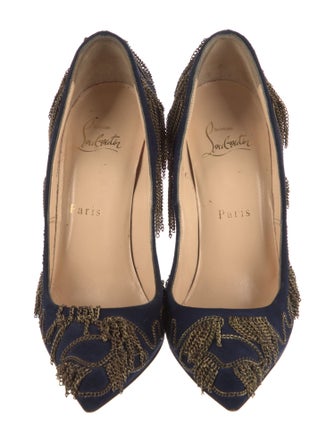 Christian Louboutin Suede Chain-Link Accents Pumps