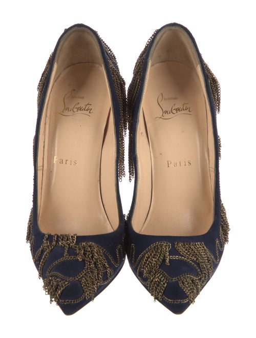 Christian Louboutin Suede Chain-Link Accents Pumps