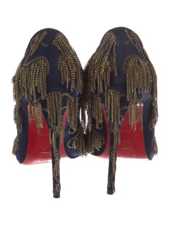 Christian Louboutin Suede Chain-Link Accents Pumps