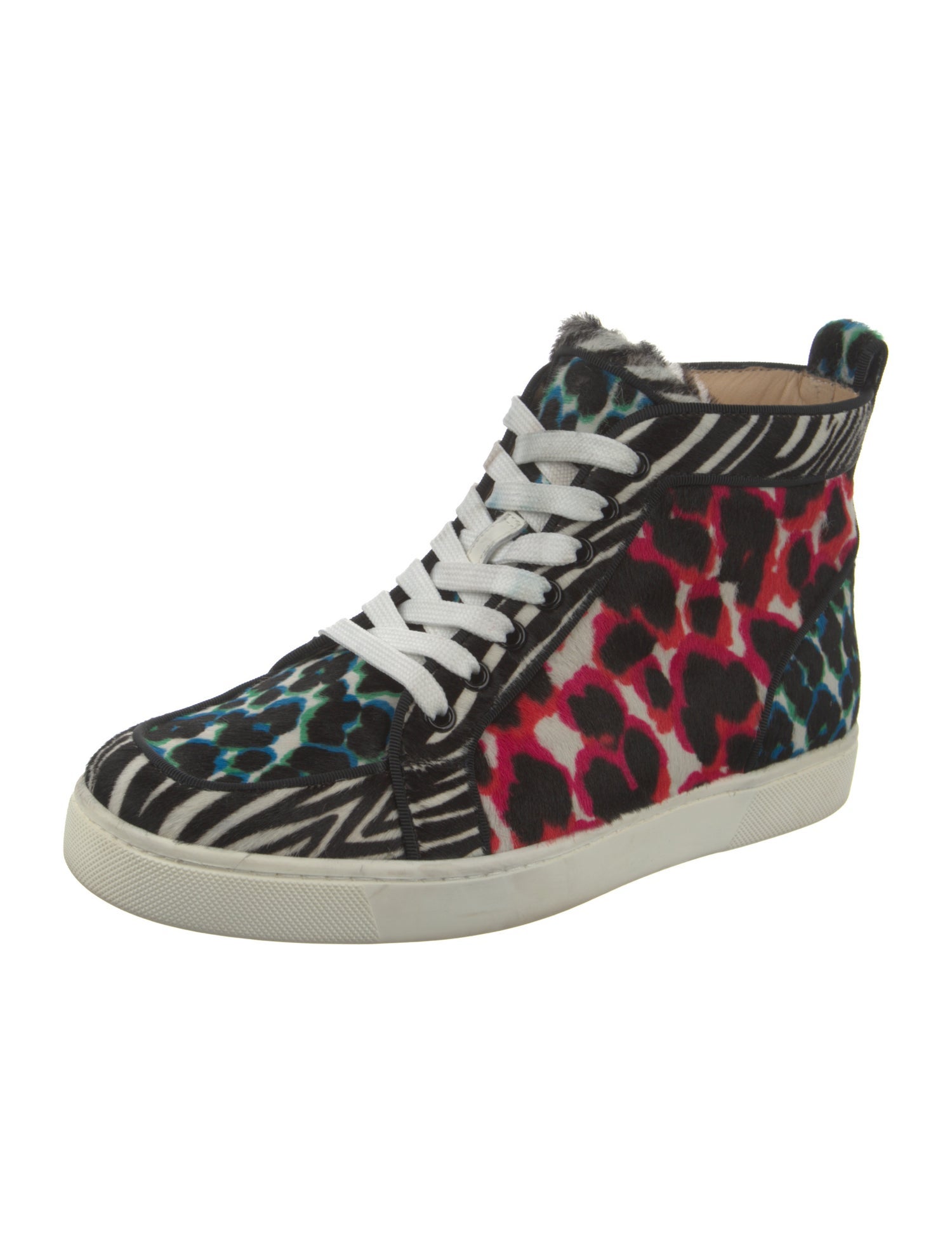 Christian Louboutin Ponyhair Animal Print Wedge Sneakers