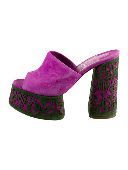 Christian Louboutin Suede Floral Print Mules