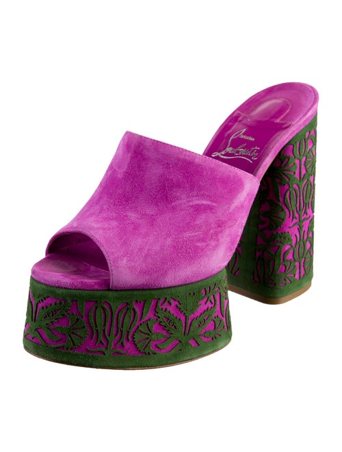 Christian Louboutin Suede Floral Print Mules