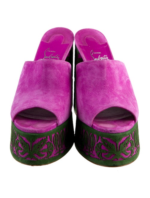 Christian Louboutin Suede Floral Print Mules
