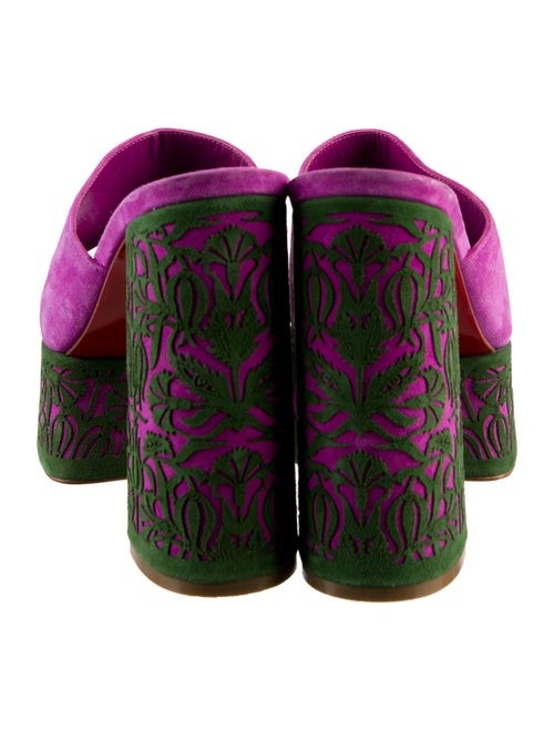 Christian Louboutin Suede Floral Print Mules