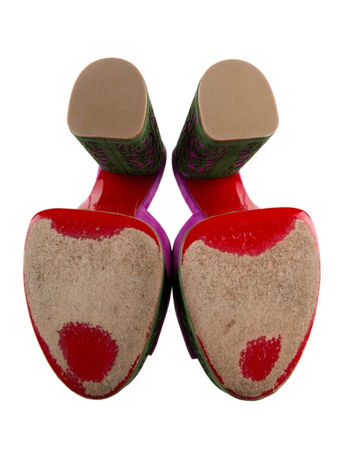 Christian Louboutin Suede Floral Print Mules