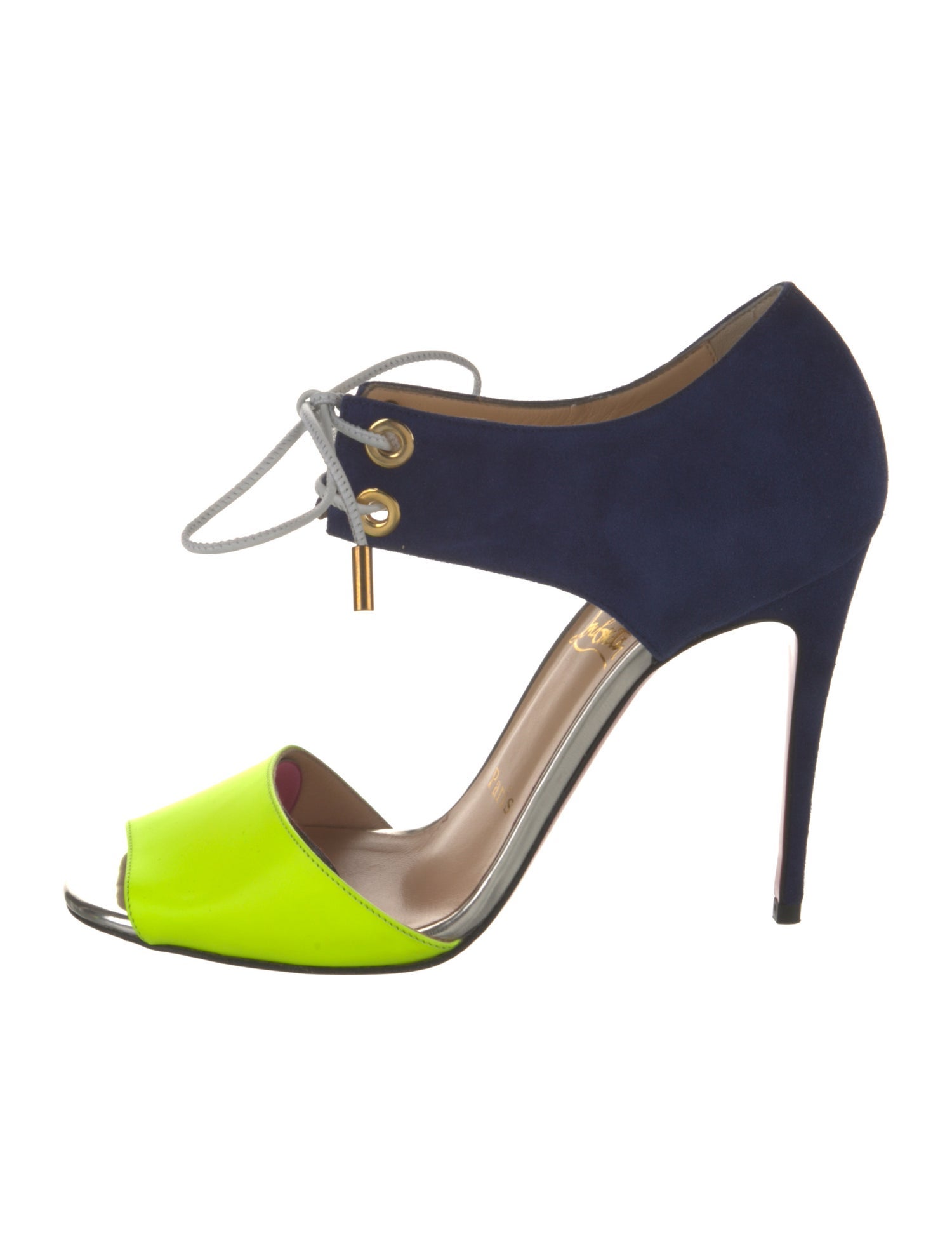 Christian Louboutin Suede Colorblock Pattern Sandals