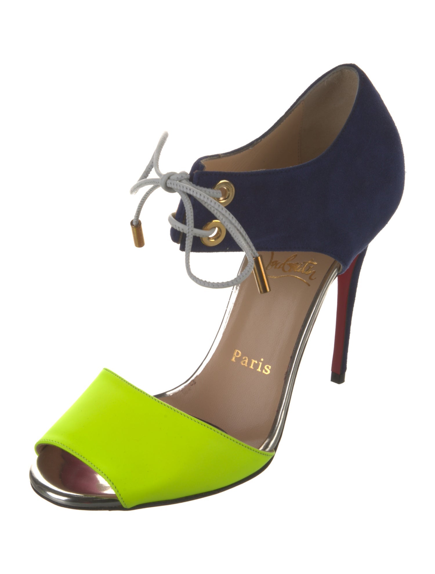 Christian Louboutin Suede Colorblock Pattern Sandals