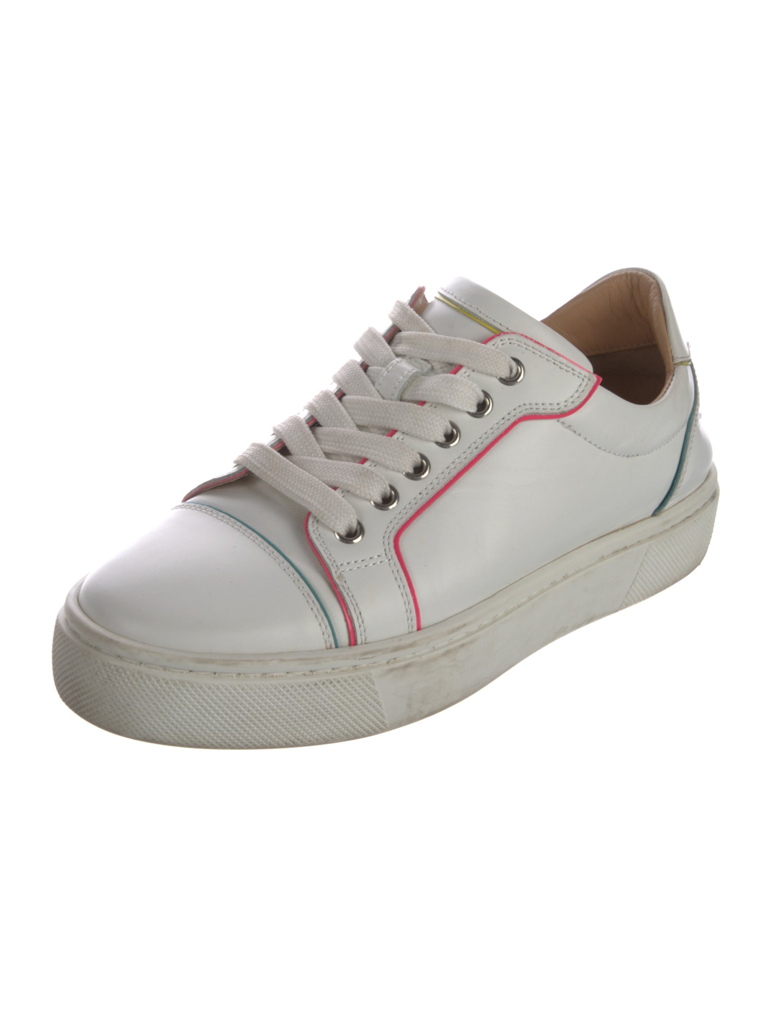 Christian Louboutin Leather Colorblock Pattern Sneakers