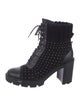 Christian Louboutin Spike Accents Suede Combat Boots
