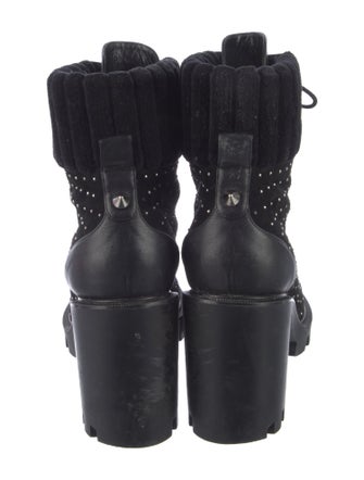 Christian Louboutin Spike Accents Suede Combat Boots