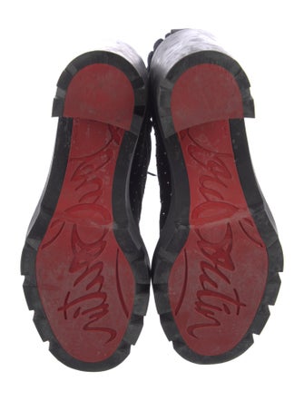 Christian Louboutin Spike Accents Suede Combat Boots