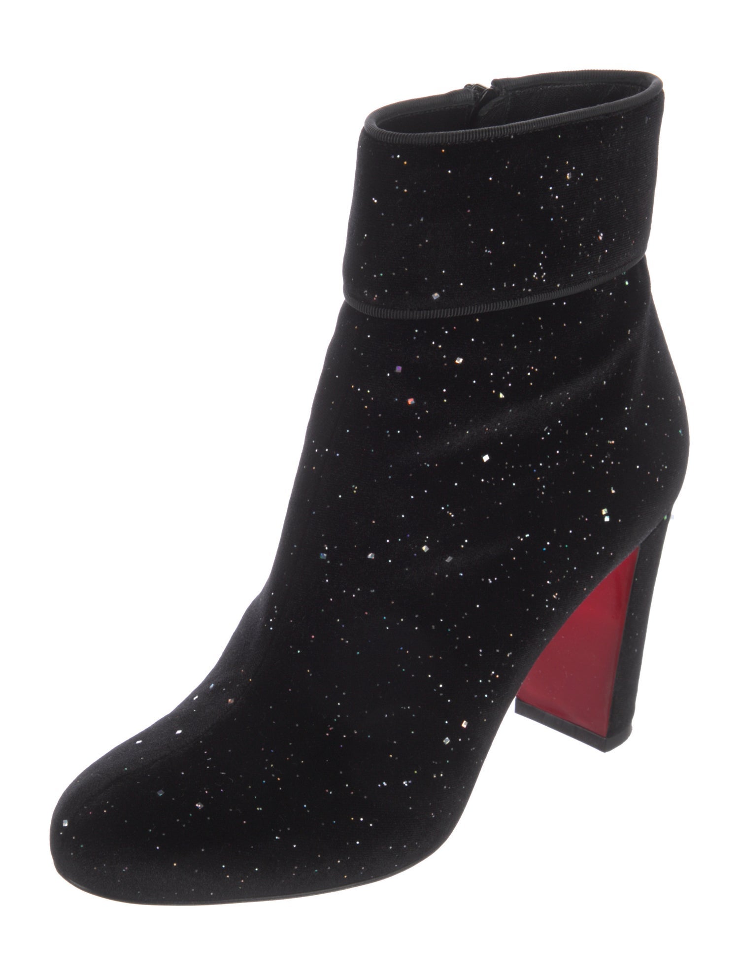 Christian Louboutin Velvet Glitter Accents Boots