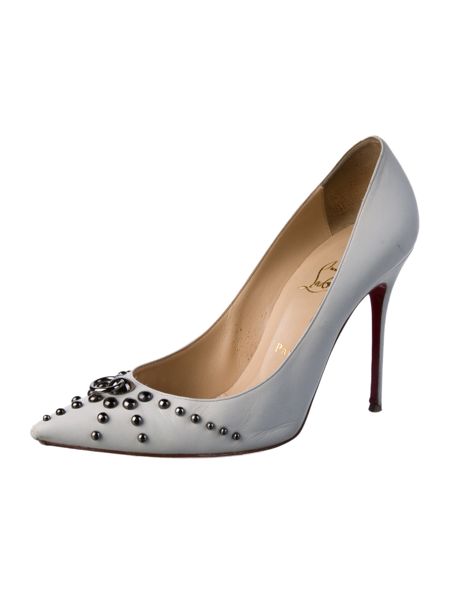 Christian Louboutin Leather Studded Accents Pumps