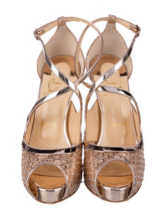 Christian Louboutin Mesh Mesh Accents T-Strap Pumps