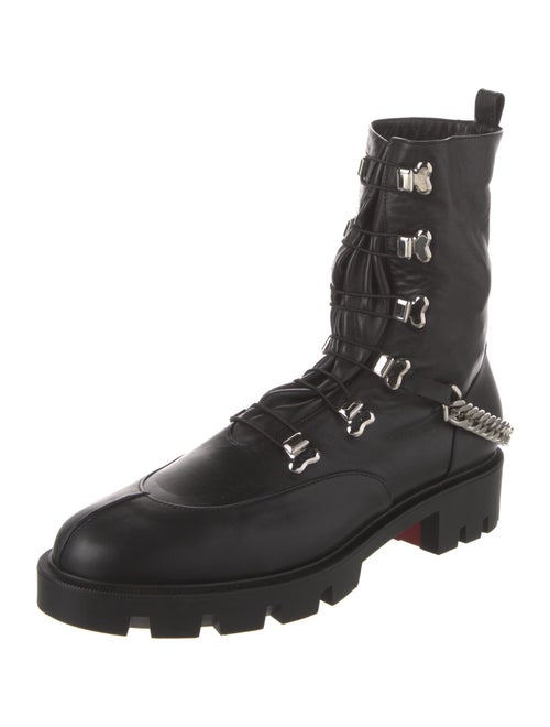 Christian Louboutin Leather Chain-Link Accents Combat Boots