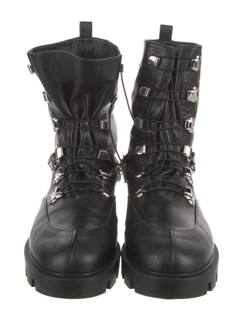 Christian Louboutin Leather Chain-Link Accents Combat Boots