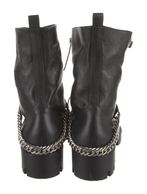 Christian Louboutin Leather Chain-Link Accents Combat Boots