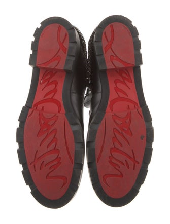 Christian Louboutin Leather Chain-Link Accents Combat Boots