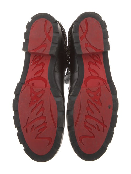 Christian Louboutin Leather Chain-Link Accents Combat Boots