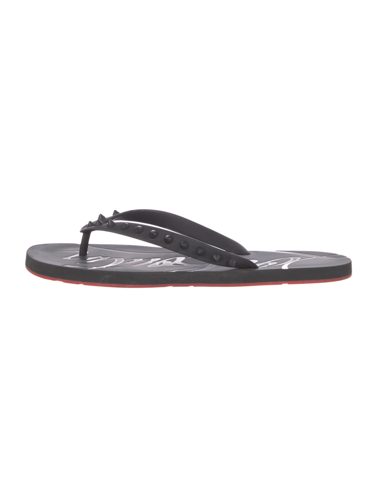 Christian Louboutin Spike Accents Rubber Flip Flops