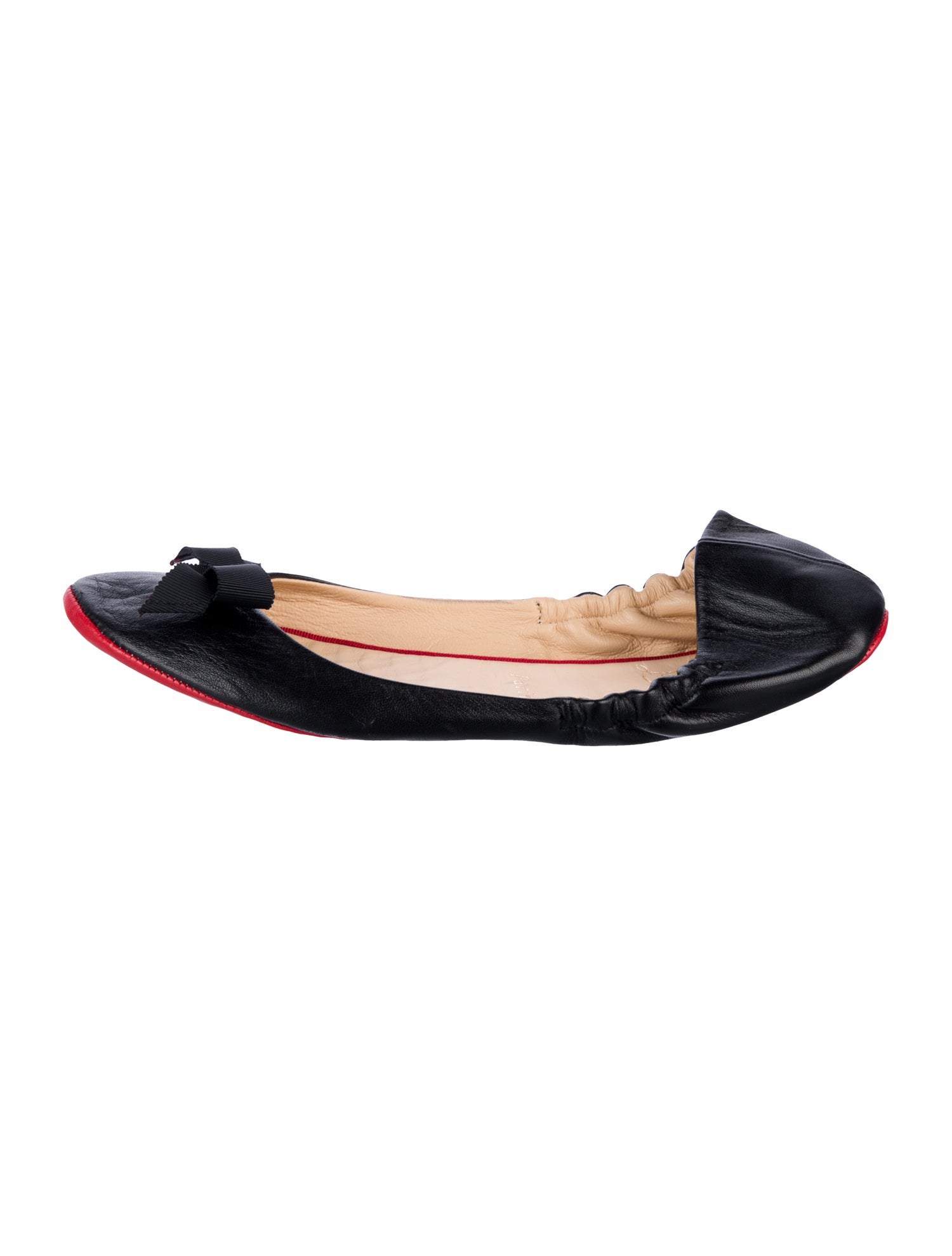 Christian Louboutin Leather Bow Accents Ballet Flats