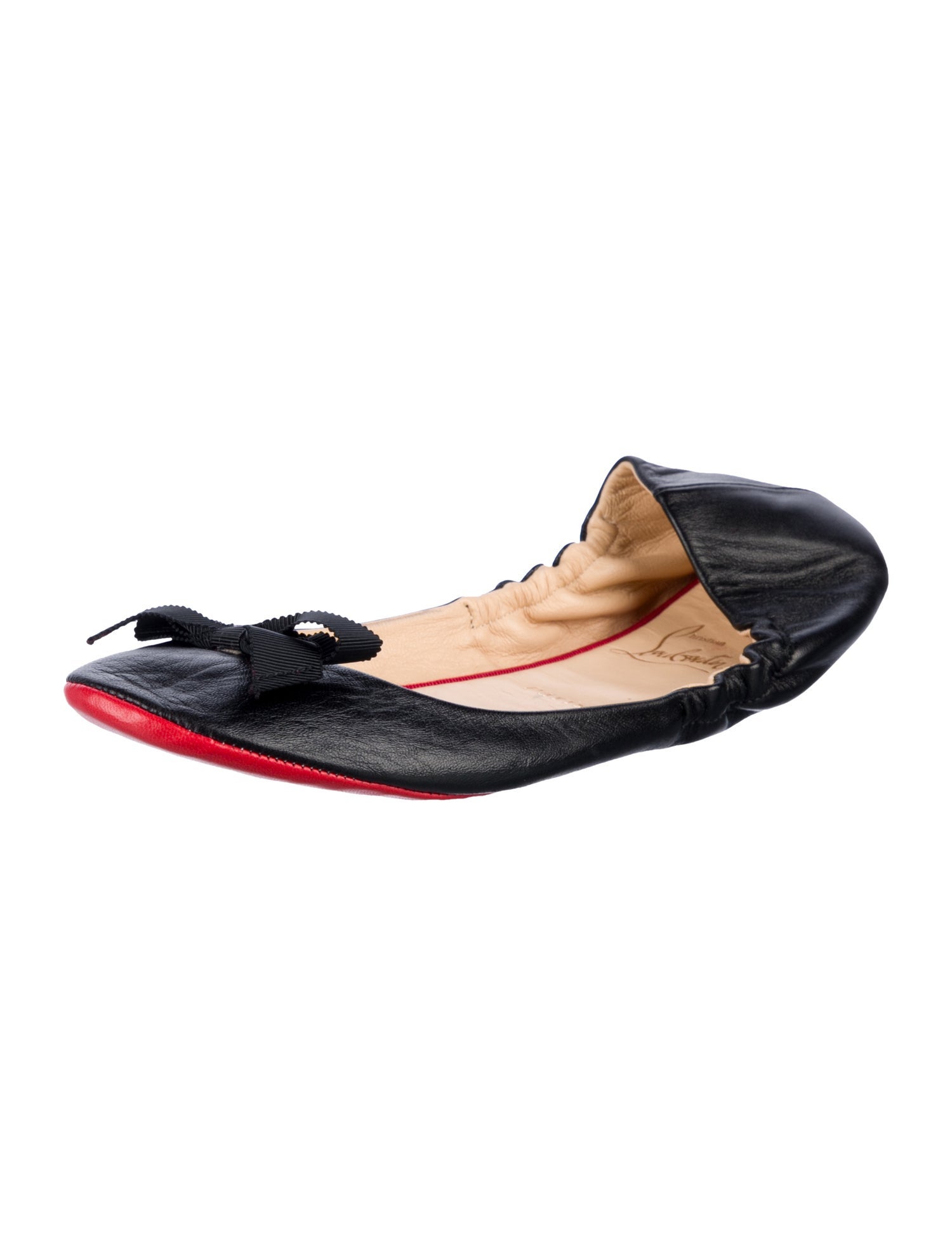 Christian Louboutin Leather Bow Accents Ballet Flats