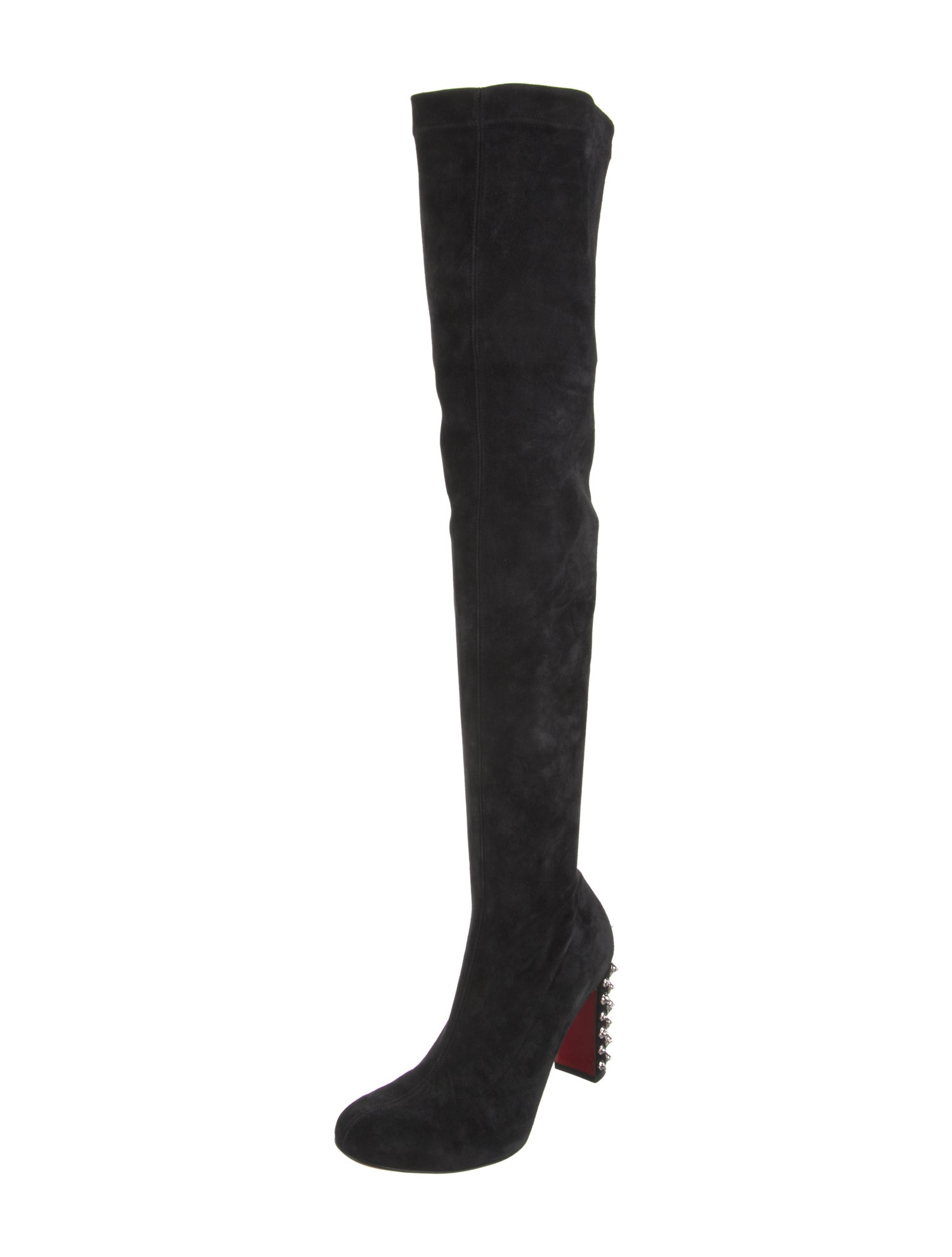 Christian Louboutin Suede Studded Accents Sock Boots