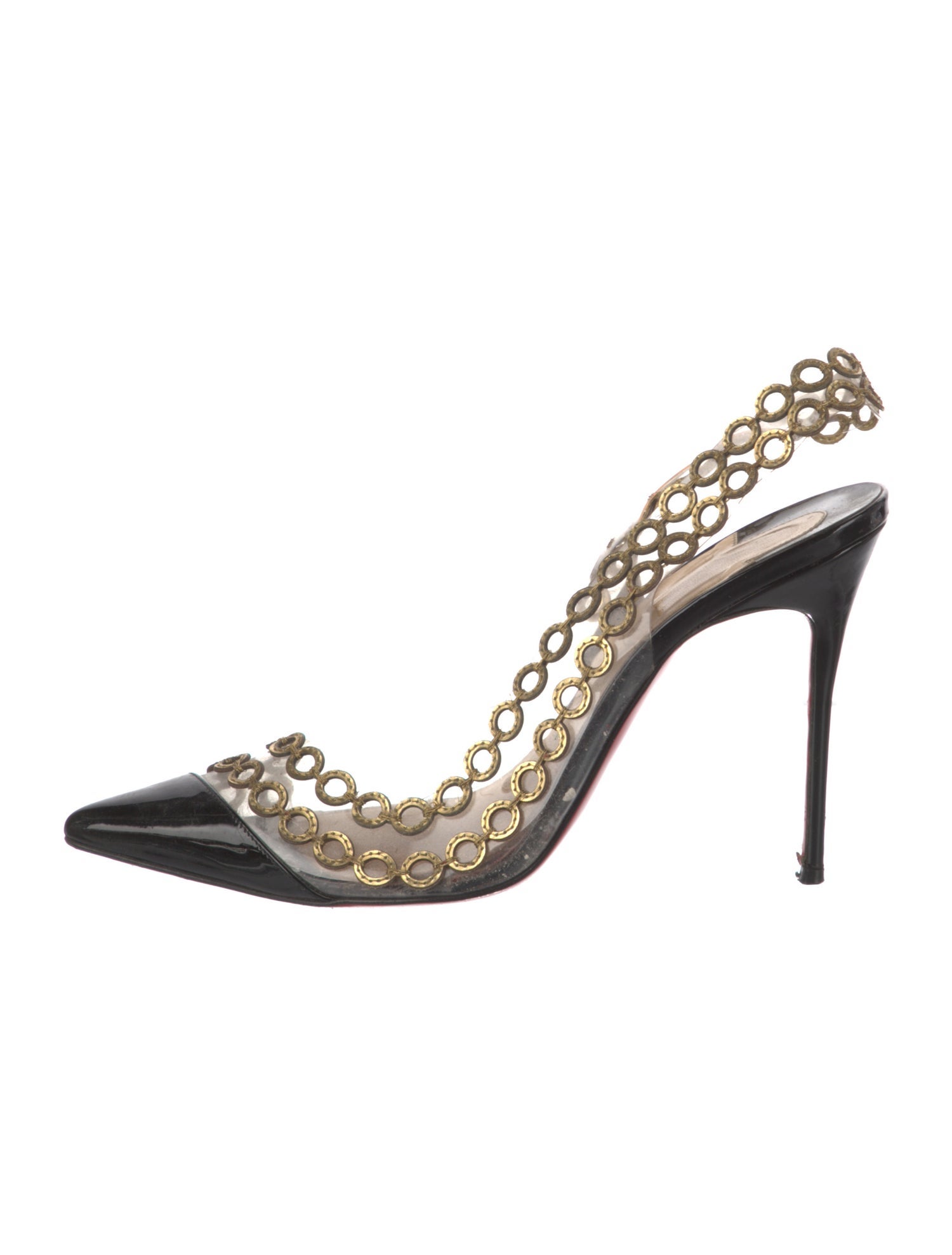 Christian Louboutin Patent Leather Colorblock Pattern Slingback Pumps