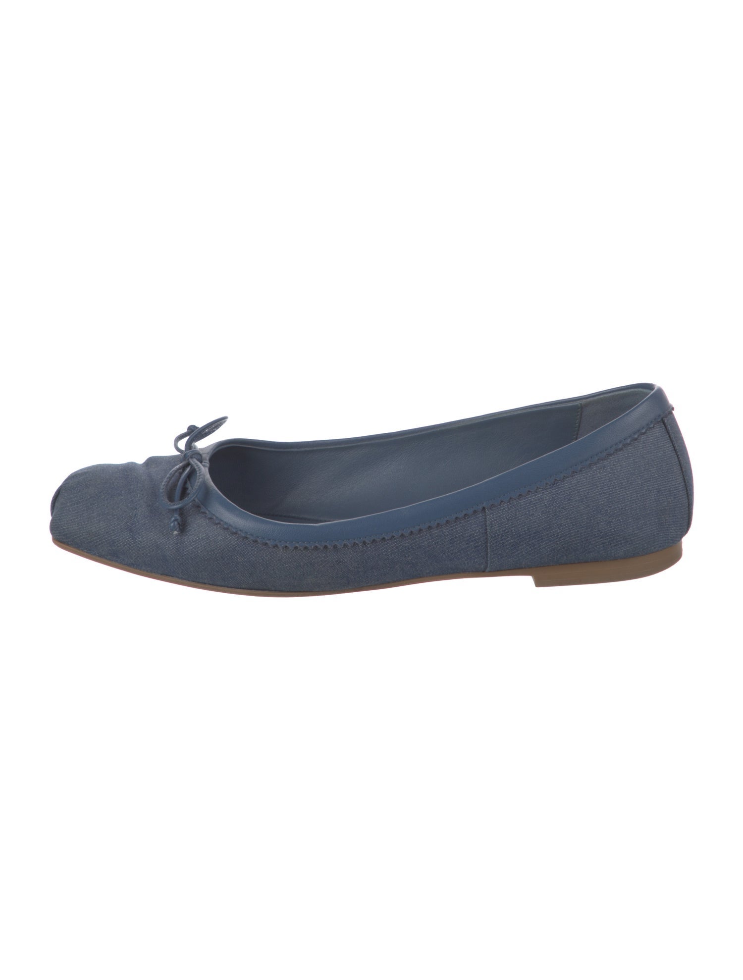 Christian Louboutin Denim Bow Accents Ballet Flats