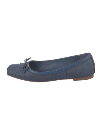 Christian Louboutin Denim Bow Accents Ballet Flats