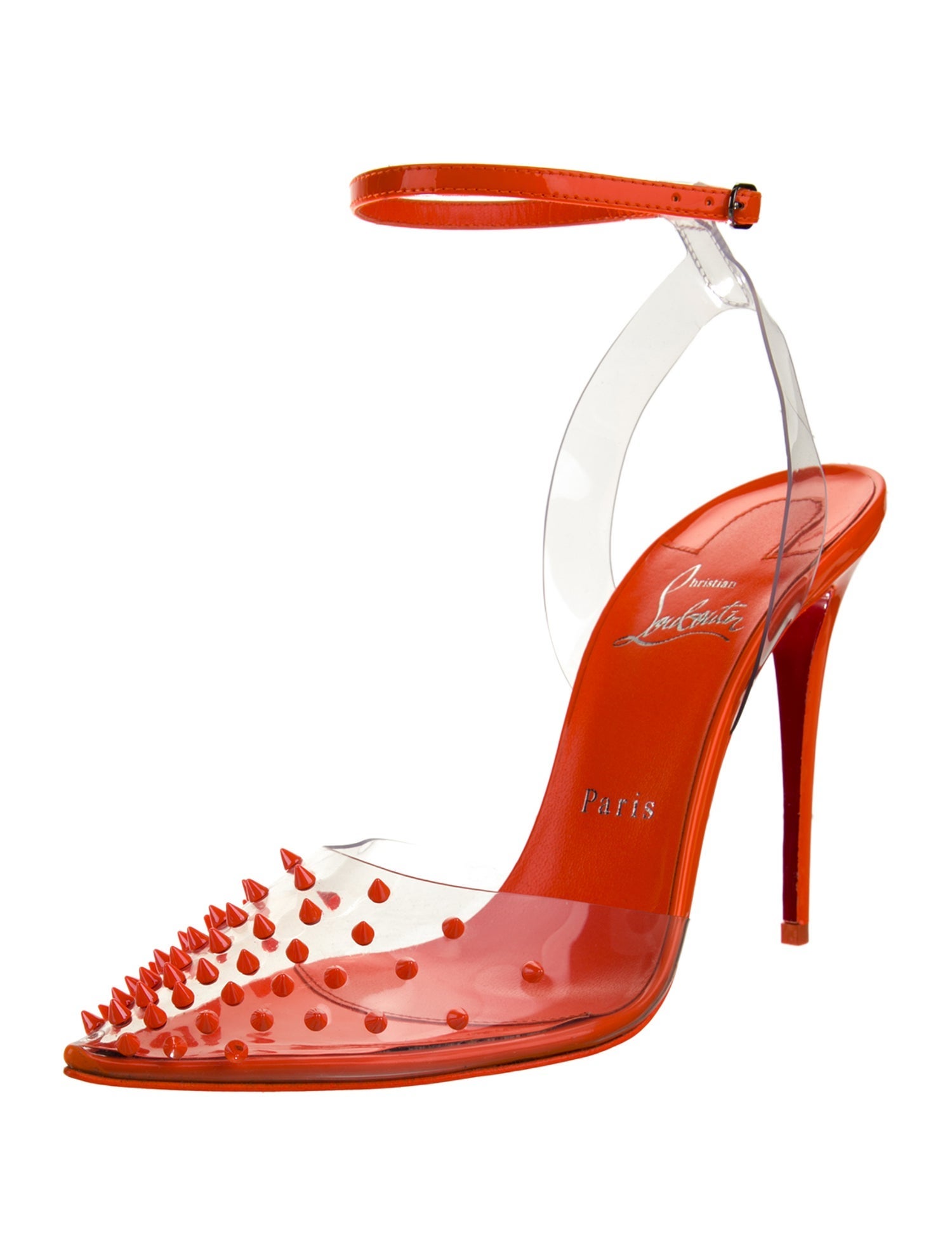 Christian Louboutin PVC Studded Accents Slingback Pumps