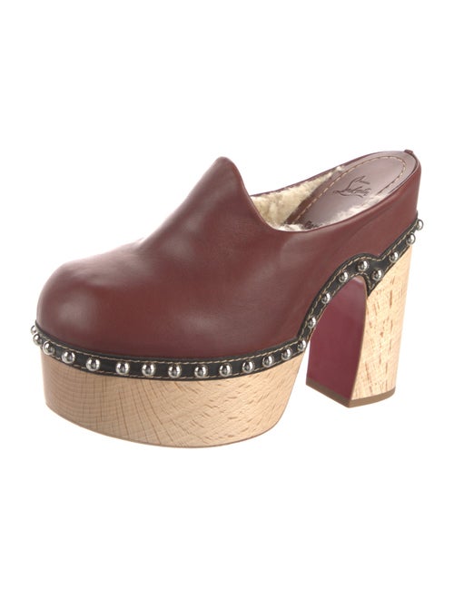 Christian Louboutin Leather Fur Trim Mules