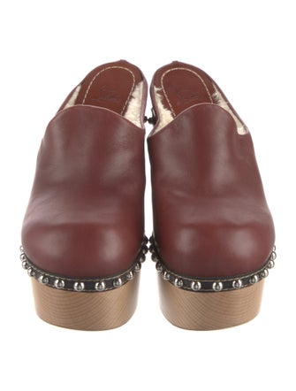 Christian Louboutin Leather Fur Trim Mules