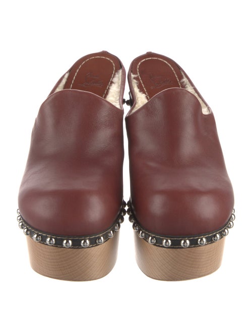 Christian Louboutin Leather Fur Trim Mules