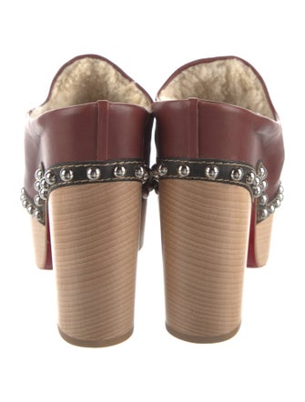 Christian Louboutin Leather Fur Trim Mules