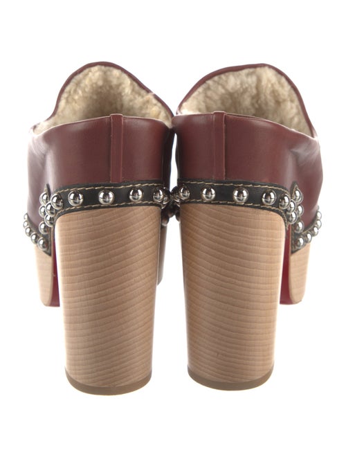 Christian Louboutin Leather Fur Trim Mules