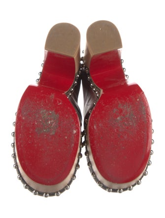 Christian Louboutin Leather Fur Trim Mules
