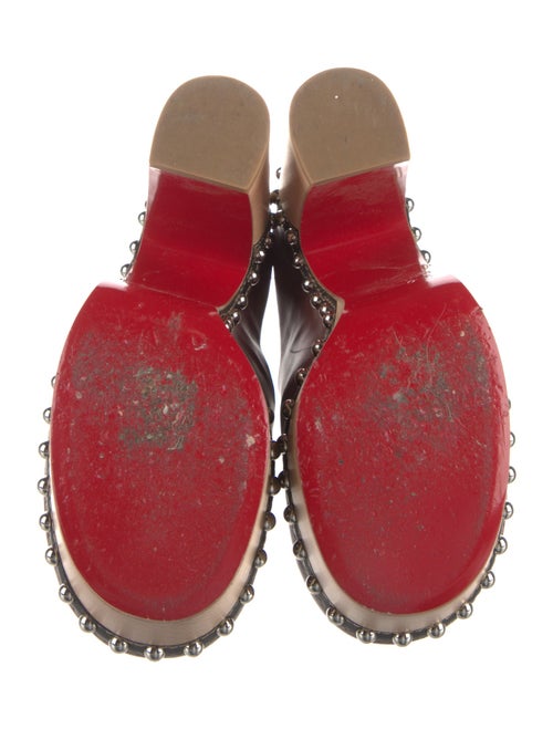 Christian Louboutin Leather Fur Trim Mules