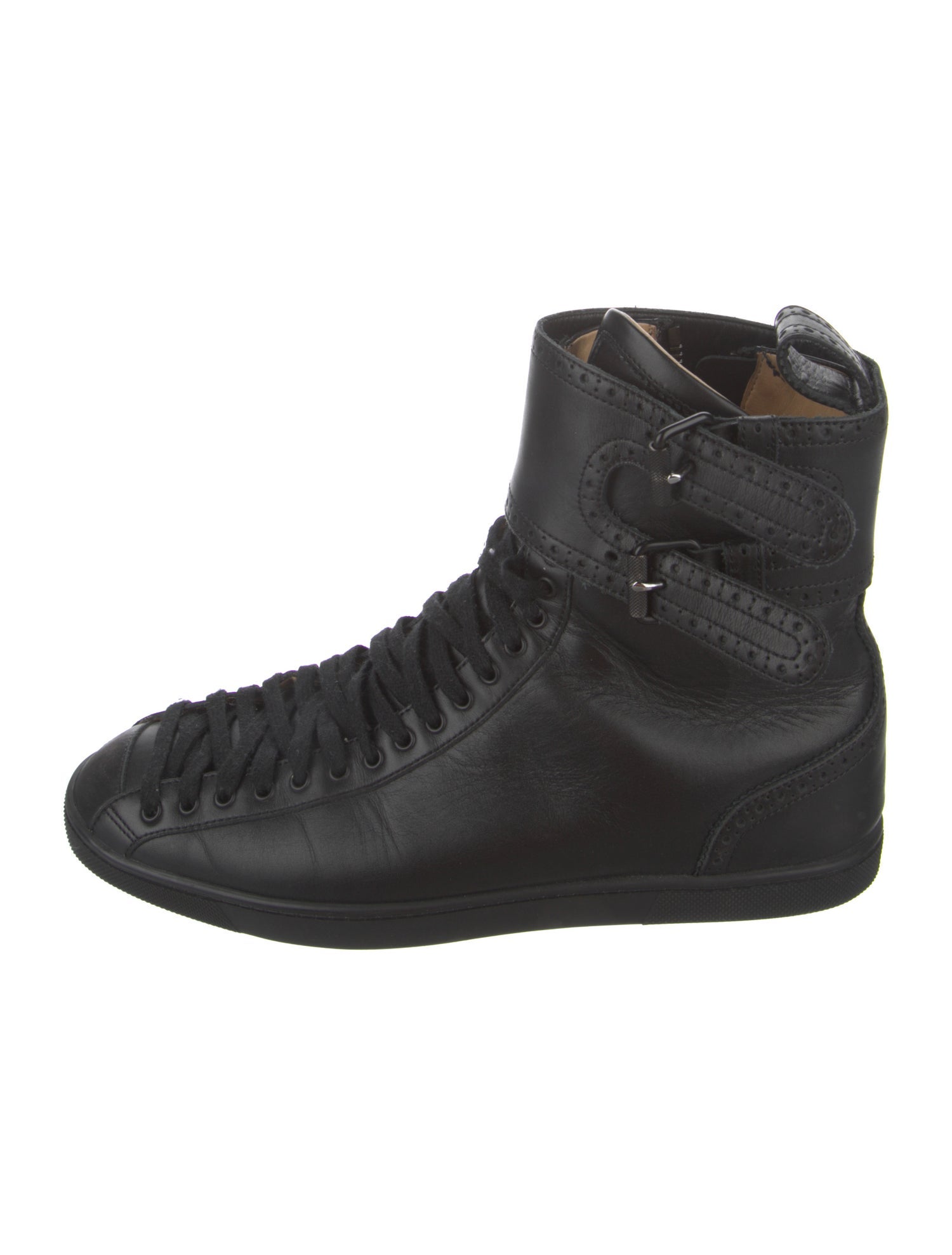 Christian Louboutin Spike Accents Leather Lace-Up Boots