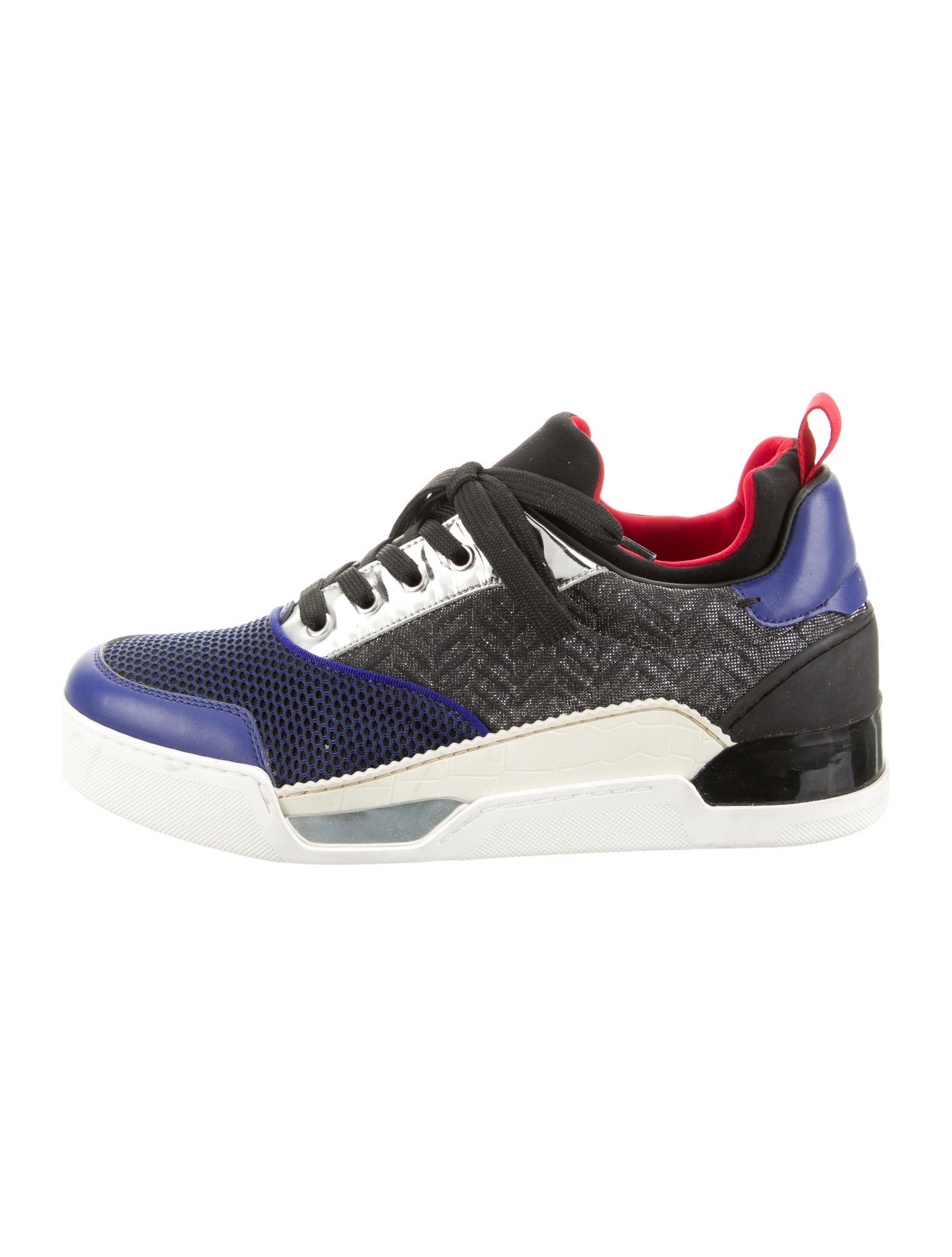 Christian Louboutin Colorblock Pattern Leather Trim Embellishment Sneakers