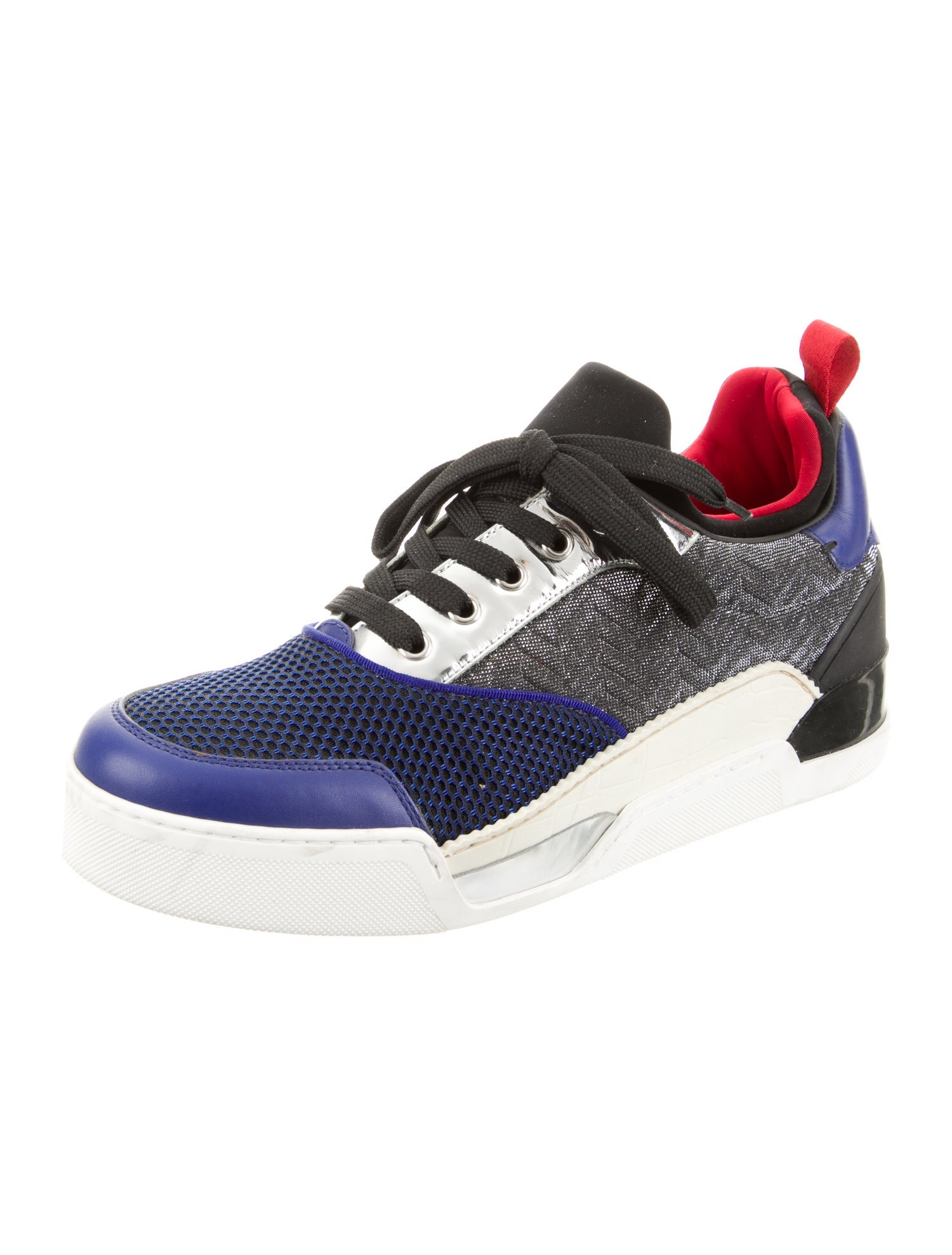 Christian Louboutin Colorblock Pattern Leather Trim Embellishment Sneakers