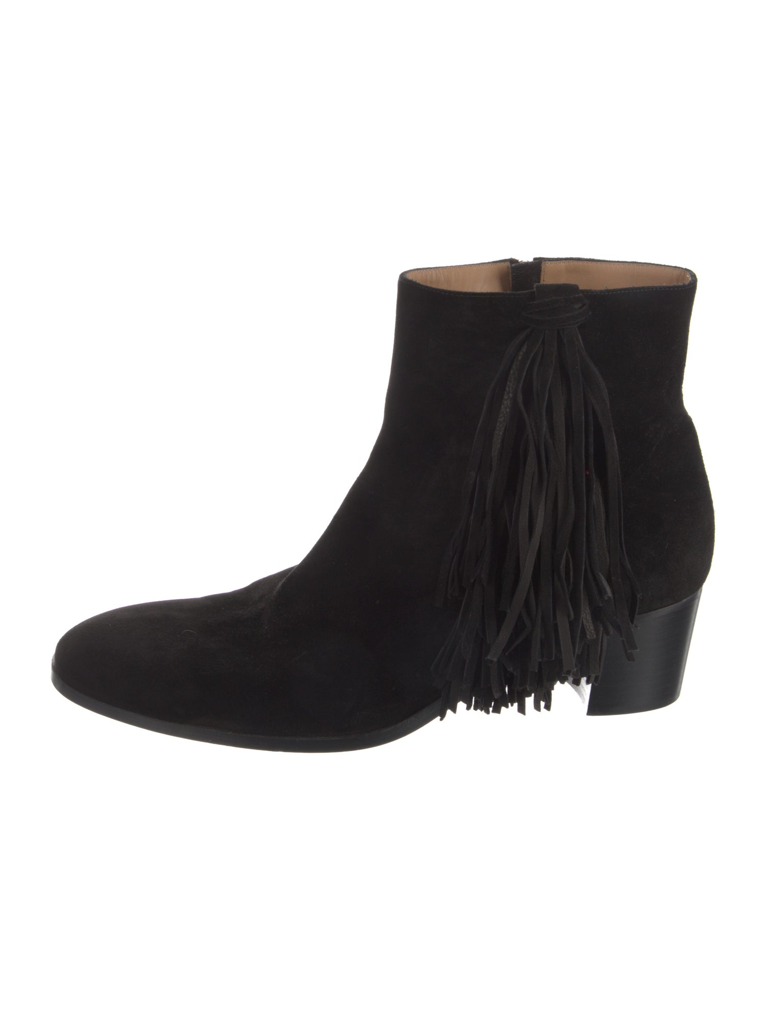 Christian Louboutin Suede Fringe Trim Accent Boots