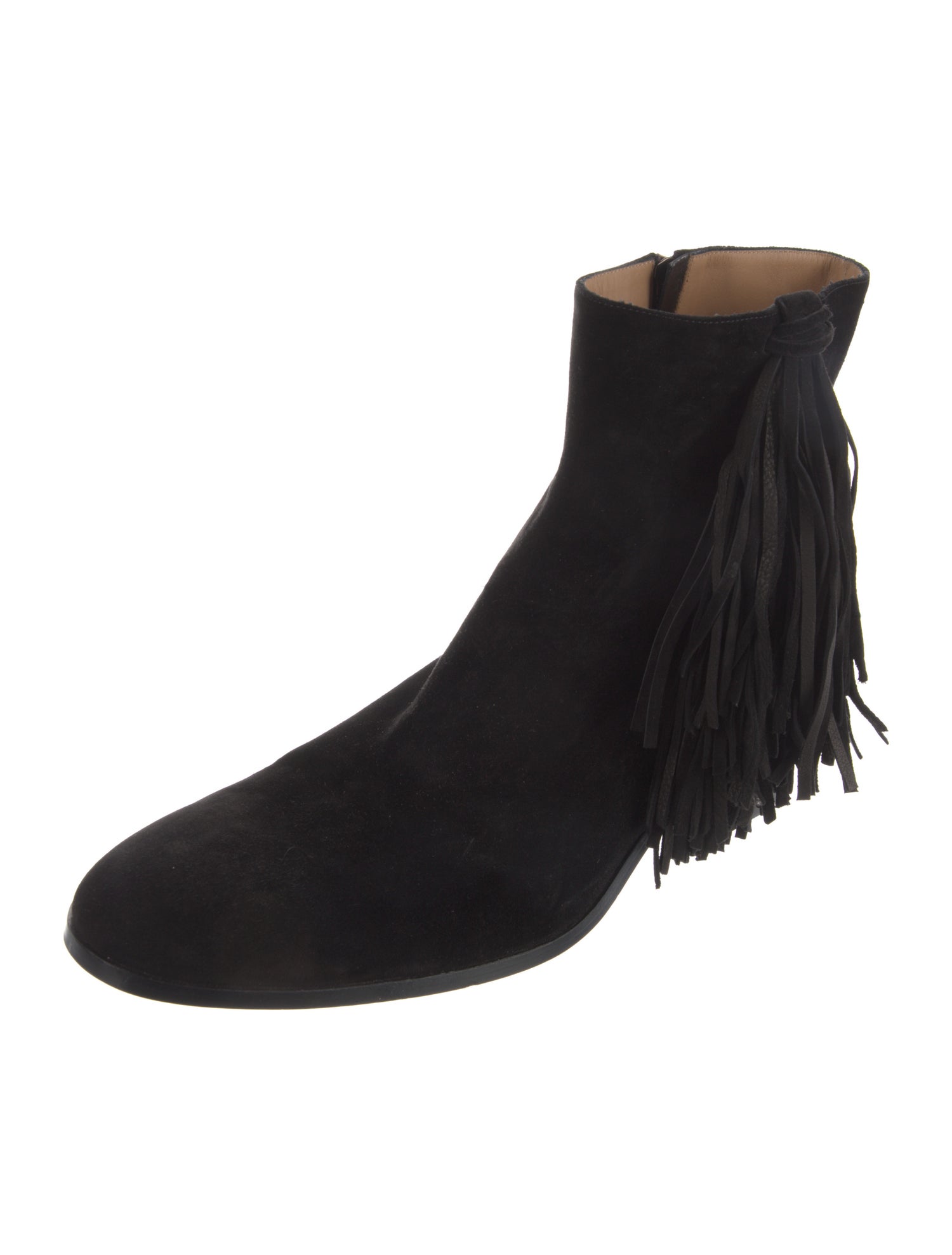 Christian Louboutin Suede Fringe Trim Accent Boots