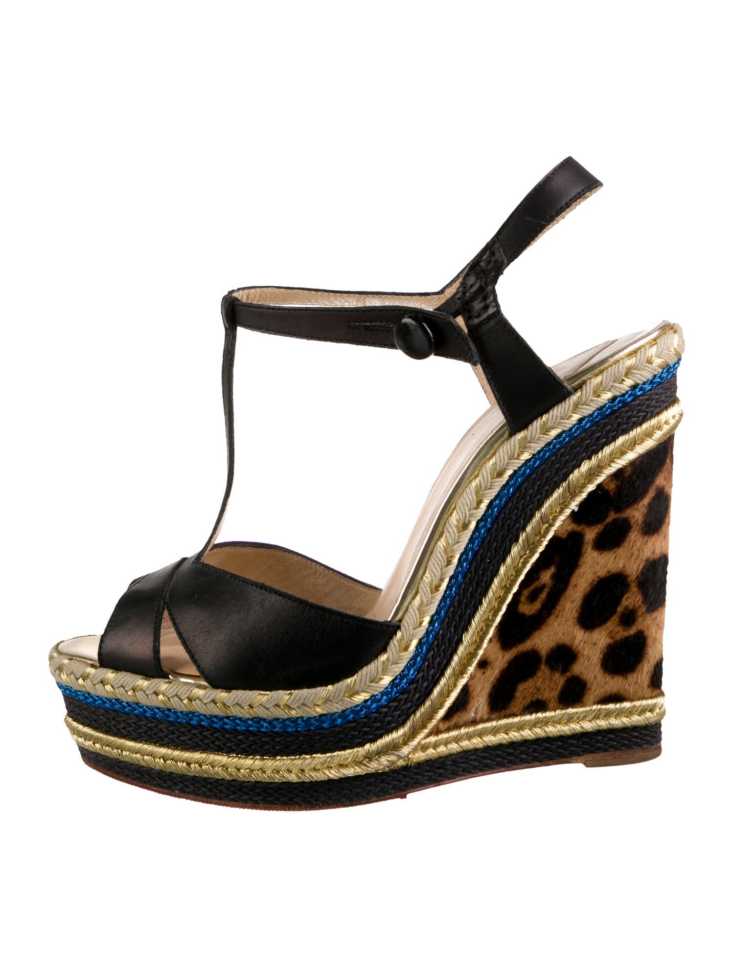 Christian Louboutin Leather Glitter Accents Espadrilles