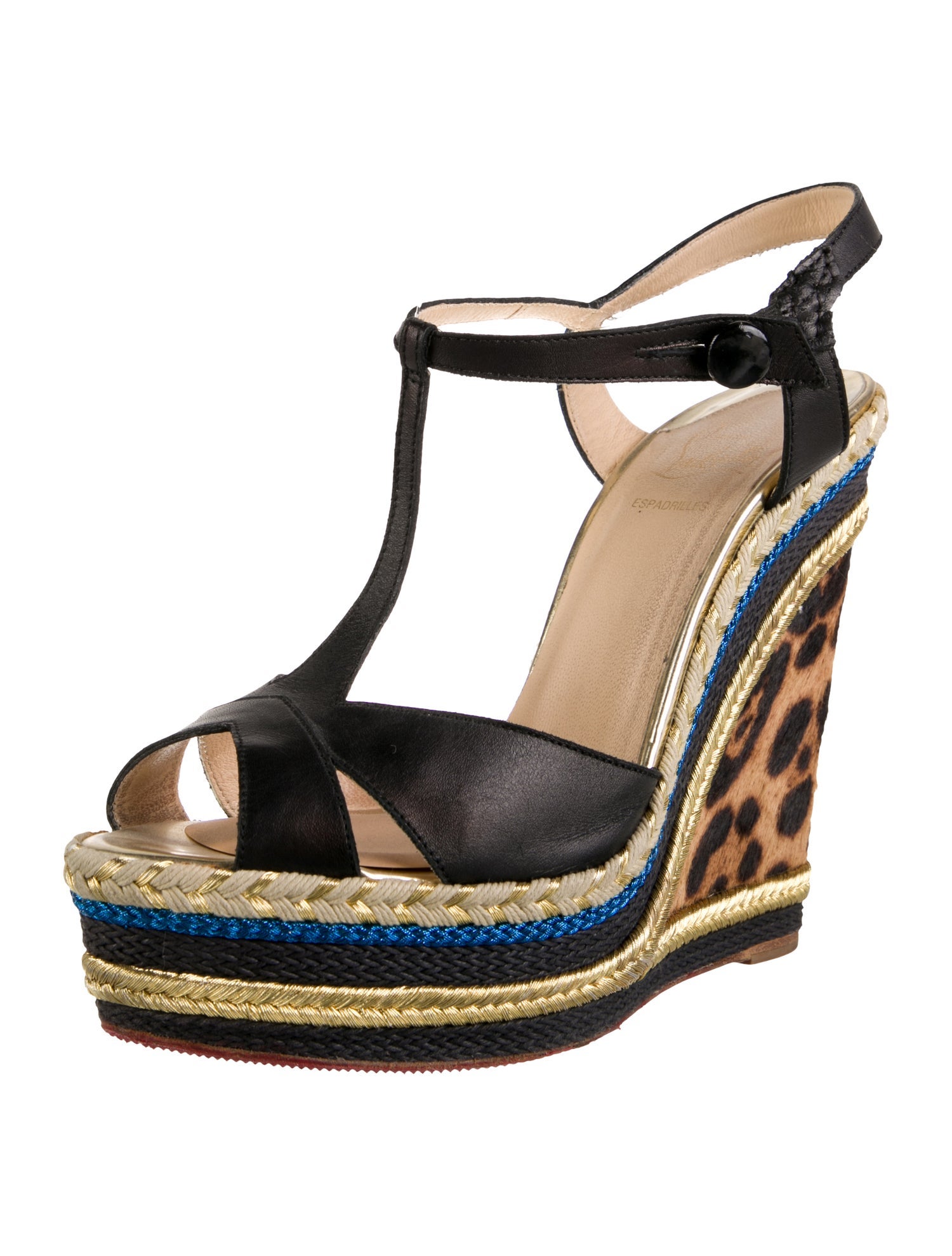 Christian Louboutin Leather Glitter Accents Espadrilles