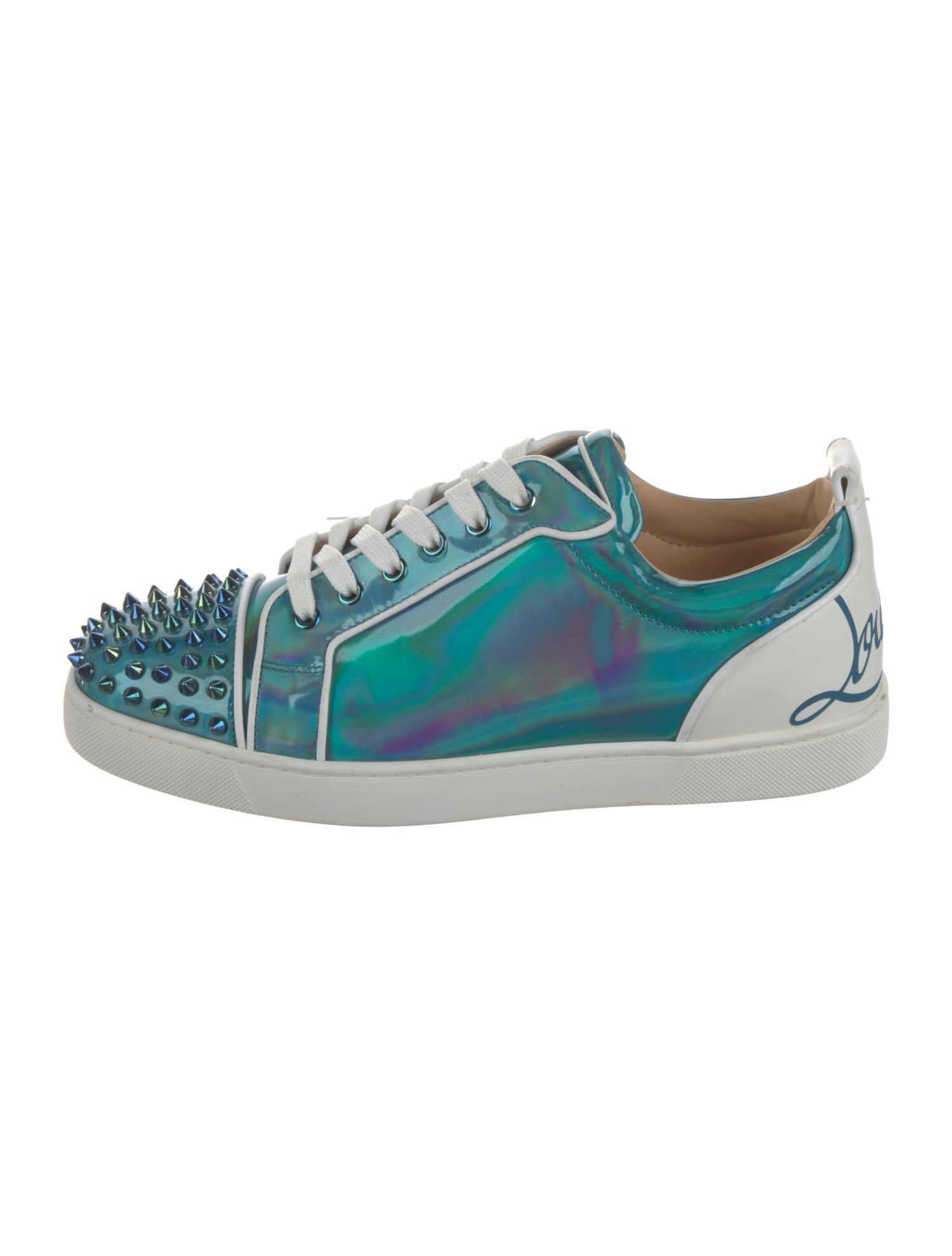 Christian Louboutin Patent Leather Studded Accents Sneakers