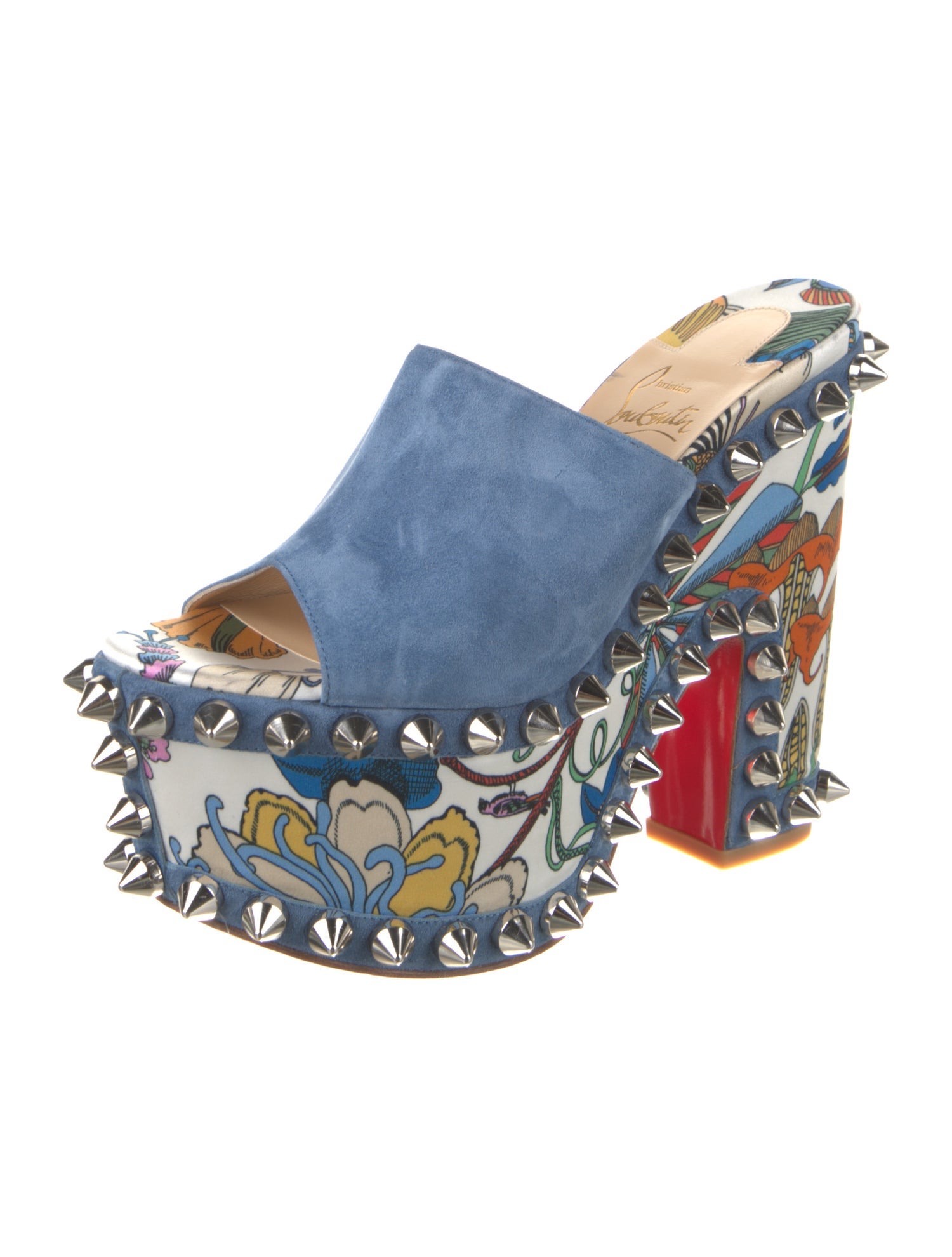 Christian Louboutin Suede Floral Print Sandals