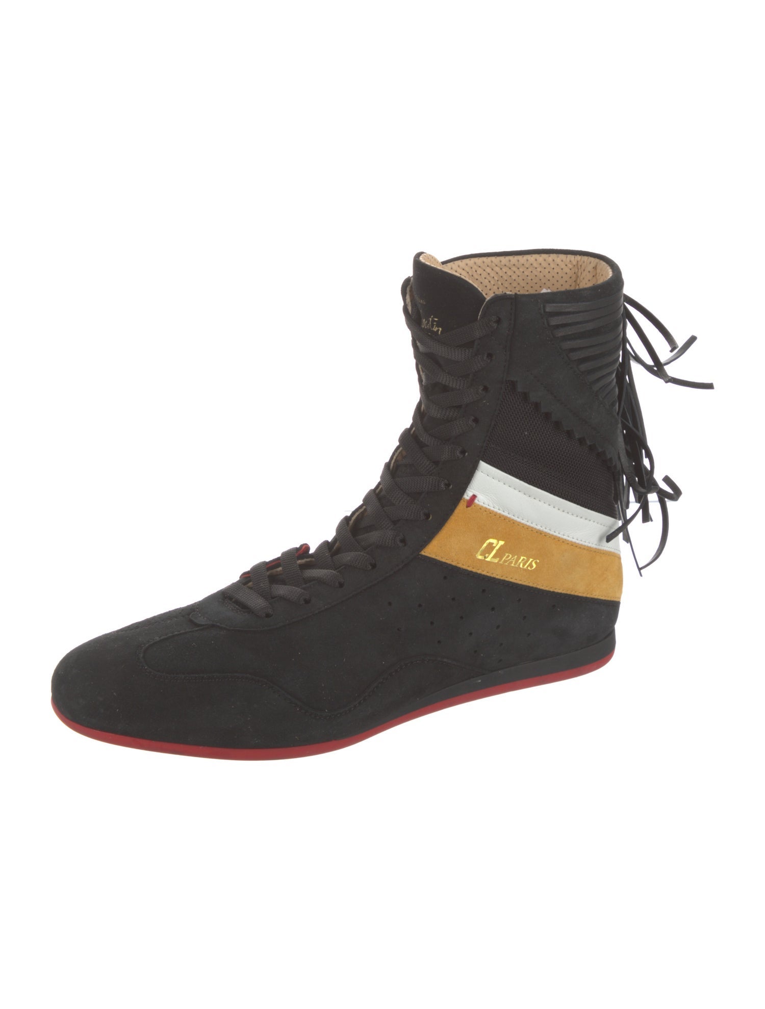 Christian Louboutin Suede Fringe Trim Accent Athletic Sneakers