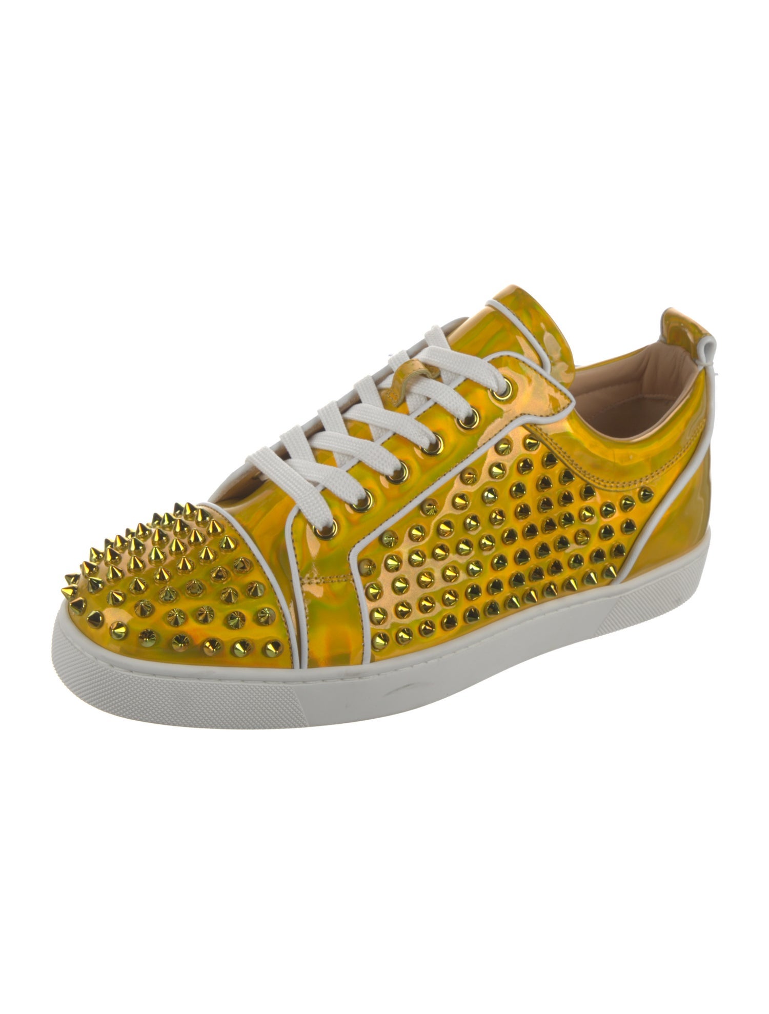 Christian Louboutin Patent Leather Studded Accents Sneakers