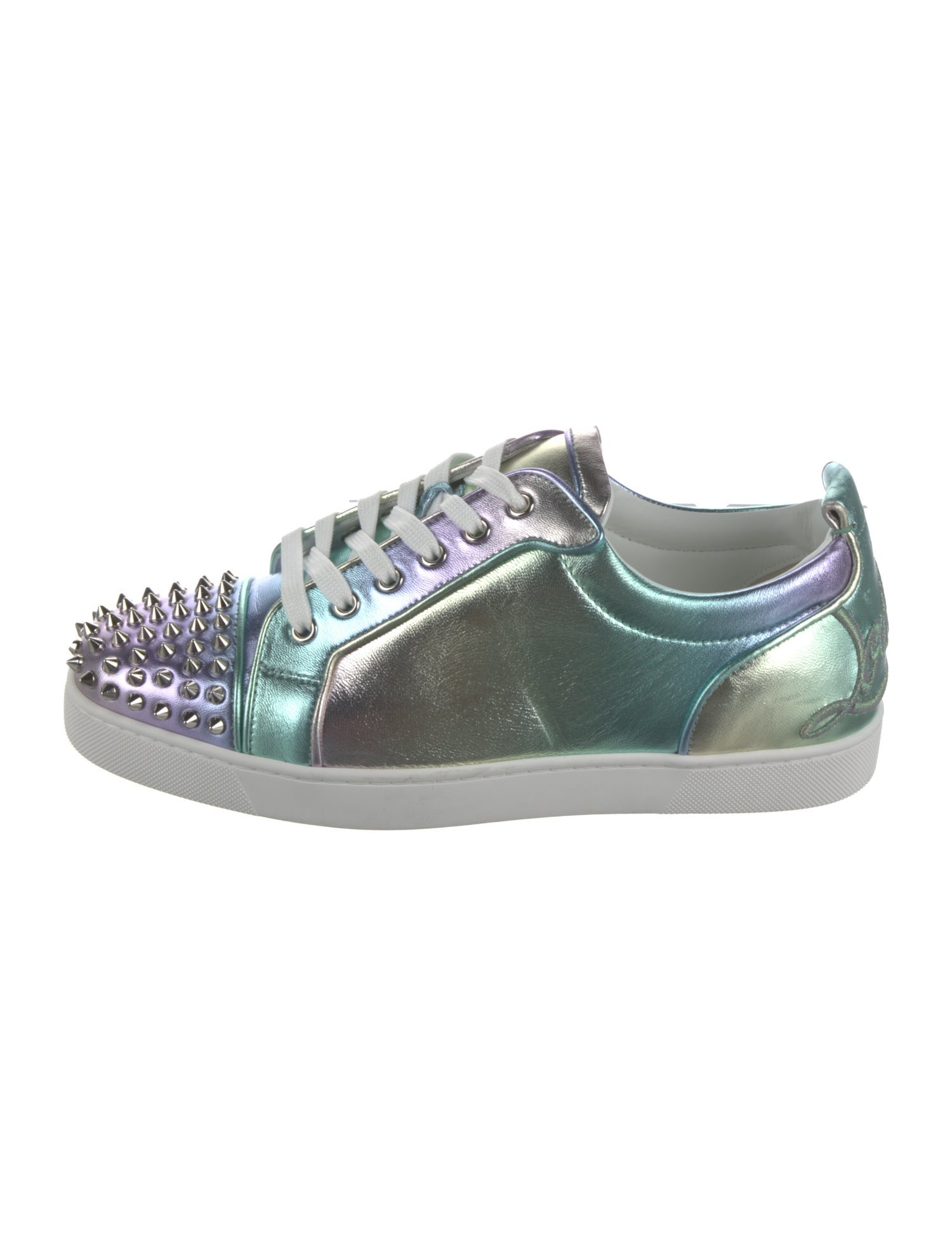 Christian Louboutin Patent Leather Studded Accents Sneakers